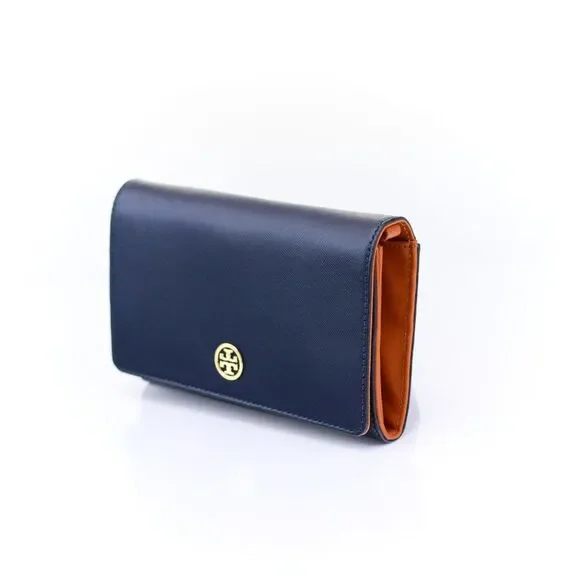 NWT Tory Burch Robinson Chain Wallet Tory Navy